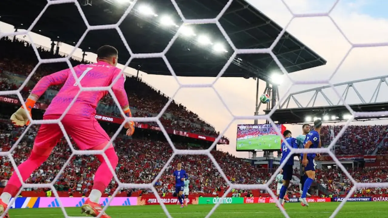 Cristiano Ronaldo taking his penalty for Portugal against Croatia at FIFA World Cup 2026