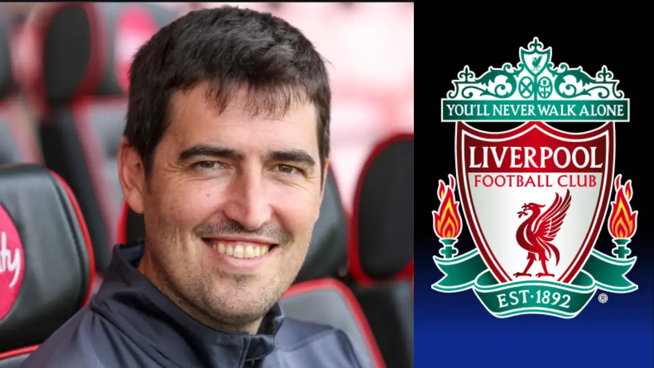 Andoni Iraola Liverpool manager on the touchline at Anfield during the early 2026/27 season